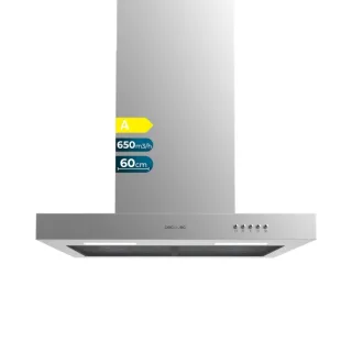 Cecotec Bolero Flux TM 606500 Inox A Campana Extractora de 60cm - 165W - Succion 650m3/h - Luz LED - Incluye Accesorios - Acero Inoxidable - Kit de Montaje - Filtros de Carbono Incluidos - C