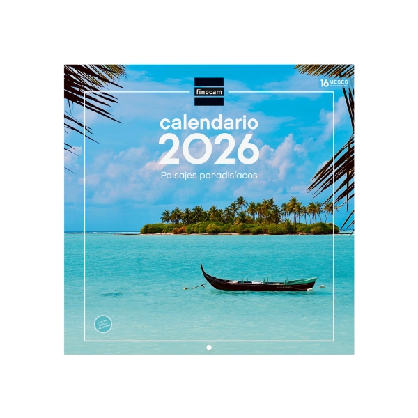 Finocam Calendario de Pared - Anual 2026 - Imagenes Variadas - 300x300mm - Espacio para Escribir - Tematica de Paisajes
