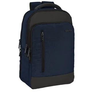 Safta Business Mochila para Portatil hasta 15.6" - Conector USB - Bolsillo para Tablet - Portabotellas - Organizador en Frontal - Tirador Doble - 290x150x440mm - Color Azul Marino
