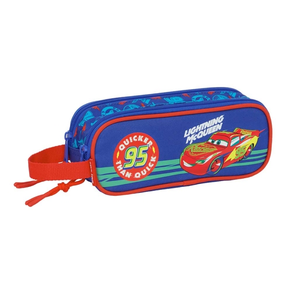 Safta Cars Portatodo - 2 Compartimentos con Cremalleras - Asa Lateral - 1L - 210x60x80mm - Color Azul
