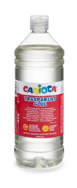 Carioca Botella Cola Transparente 1000gr - Tapa con Dispensador - Apta para Papel y Carton - Secado Transparente - Color Transparente