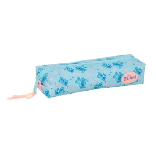 Safta Stitch Ohana Portatodo - Cremallera - Goma Elastica - 0.53L - 220x70x40mm - Color Azul Claro