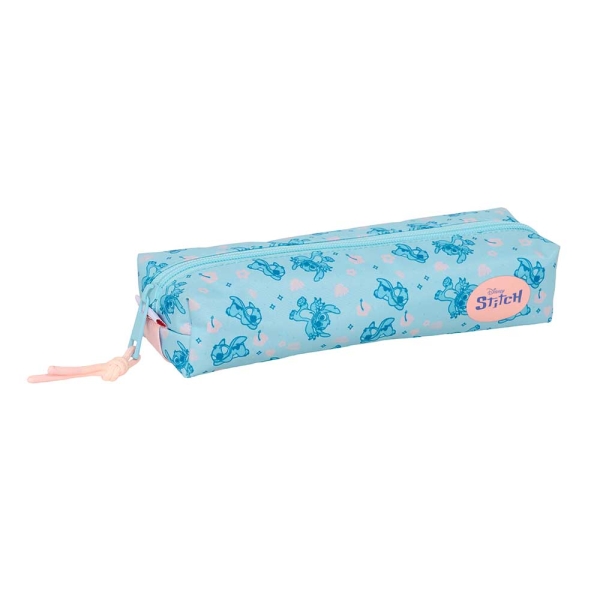 Safta Stitch Ohana Portatodo - Cremallera - Goma Elastica - 0.53L - 220x70x40mm - Color Azul Claro