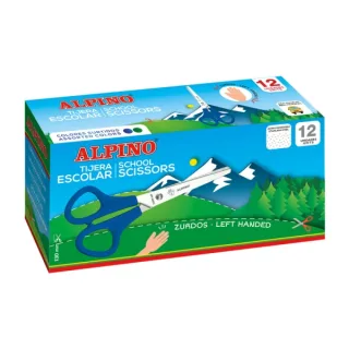 Alpino Tijera Escolar para Zurdos 13cm - Acero Inoxidable - Punta Roma - Colores Surtidos · Pack de 12 uds.
