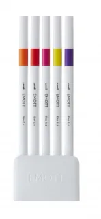 Uni-ball PEM-SY Set Nº2 Emott Passion Colors Pack de 5 Rotuladores de Linea Fina - Punta 0.4mm - Tinta a Base de Agua - Diseño Innovador - Ancho de Linea Constante - Colores Surtidos