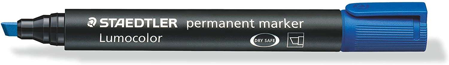 Staedtler Lumocolor 350 Rotulador Permanente - Punta Biselada 2-5mm aprox. - Tinta Base de Alcohol - Secado Rapido - Color Azul · Pack de 10 uds.