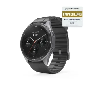 Hama 7010 Reloj Inteligente Smartwatch - Bluetooth 5.3 - Bateria 300mAh - Pantalla AMOLED 1.43" - IP68 - Soporta hasta 3 Atm - Pulsera de Silicona - GPS Integrado - 4.6x1.2x5.3cm - Color Gri