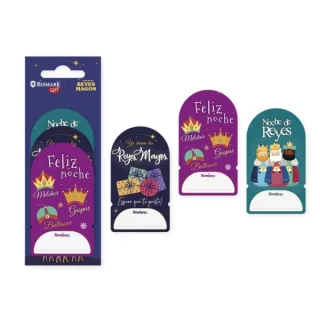 Bismark Pack de 6 Etiquetas Adhesivas Reyes Magos - 3 Diseños Surtidos - Espacio para Escribir