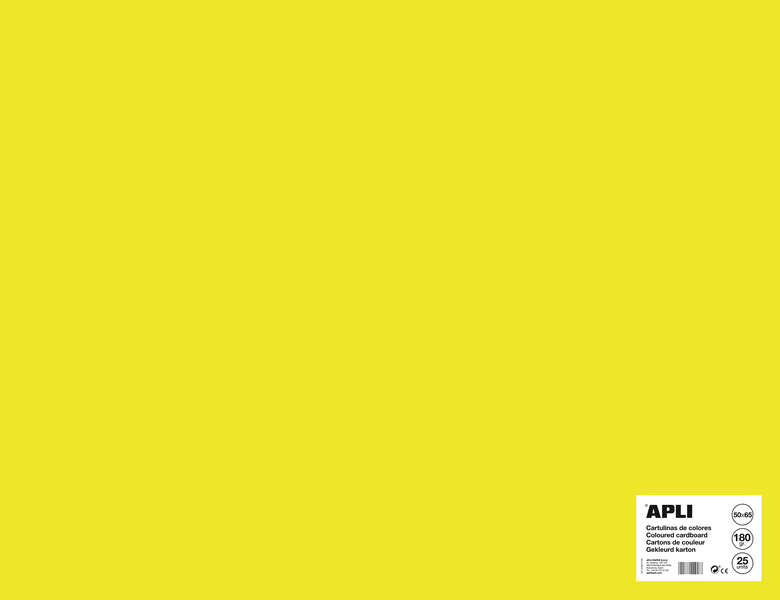 Apli Cartulina Amarillo Fluorescente 50 x 65cm 170g 25 Hojas