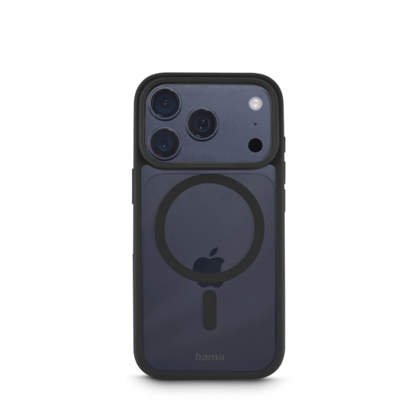 Hama Frame Protect Funda para iPhone 17 Pro - Antideslizante - Magnetico - Policarbonato y Poliuretano Termoplastico - Bordes Elevados - Color Negro y Transparente
