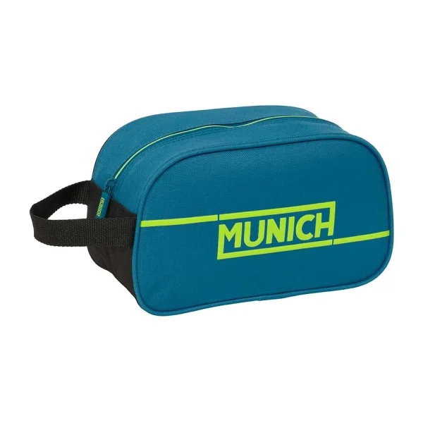 Safta Munich Land Neceser de 5L - Cremallera - Asa Lateral - Adapatable a Carro - 260x120x150mm - Color Azul Oscuro