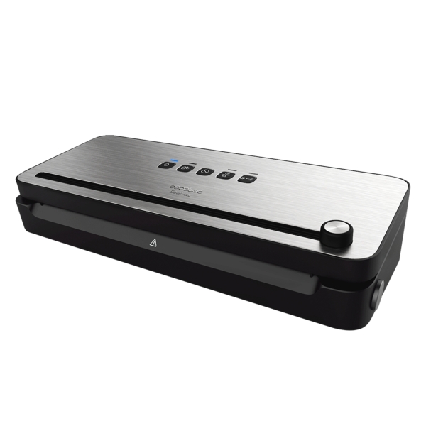 Cecotec FoodCare SealVac 140 SteelCut Envasadora al Vacio - 140W - Presion 0.75bar - Luz LED - Silencioso - Acero Inoxidable - Admite Bolsas Genericas - Funcion Vacio para Botes - Color Negr