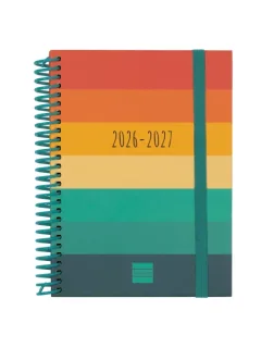 Finocam Diva Agenda Escolar 26/27 - Semana Vista Horizontal - Formato 8º - 120x164mm - Tapas de Carton Forrado - Papel de 80g/m2 - Espiral de Plastico - Esquinas Microperforadas - Multicolor