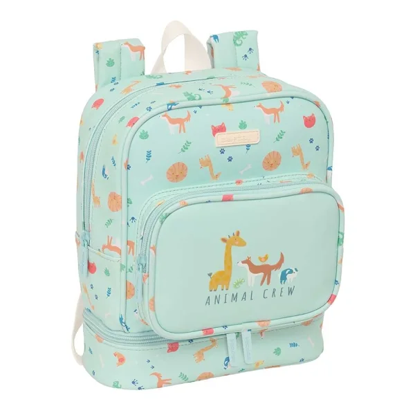Safta Pandi Mochila Guarderia - Isotermica - Tarjeta ID - Compartimento Termo en Base - Asa de Mano Superior - Compatible con Carro - 7.25L - 220x100x270mm - Color Menta