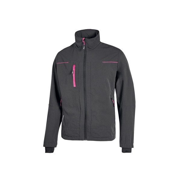 Upower Pluton Lady Chaqueta de Tela Resistente - Talla 2XL - Suave, Repelente al Agua, Transpirable, Secado Rapido, Multiples Bolsillos, Capuchon Retractil, Puños a Prueba de Viento, Protecc