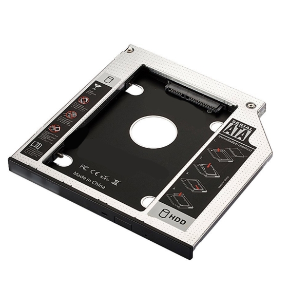 Ewent Adaptador Disco Duro de 7mm para Unidad Optica de 9.5mm en Portatil - Velocidad de Transferencia hasta 6 Gbps - Compatible con Acer, ASUS, HP, Fujitsu - Color Plata