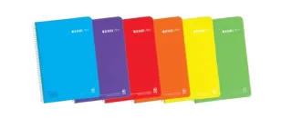Enri Plus Cuaderno Espiral Formato Folio Pautado 3.5mm - 80 Hojas 90gr con Margen - Cubierta de Plastico - Colores Surtidos · Pack de 5 uds.