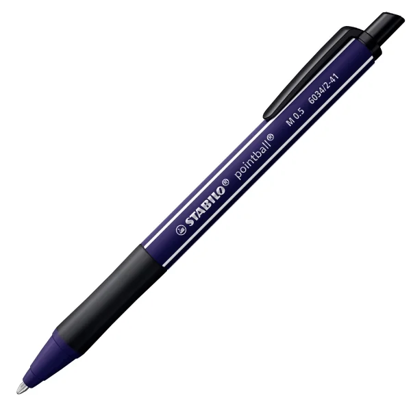 Stabilo Pointball Naturecolors Wildflower Boligrafo Retractil - Trazo 0.5mm - Hecho con 87% Bioplastico - Grip Antideslizante - Recargable - Tinta Azul - Color del Cuerpo Ultra Marino · Pack de 10 uds.