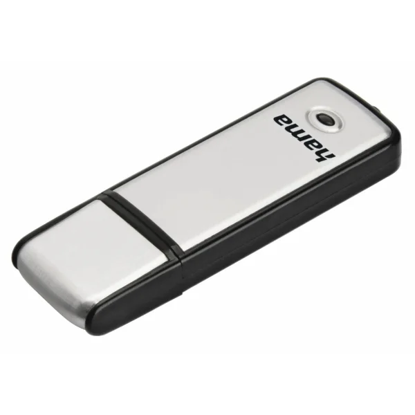 Hama Fancy Memoria Pendrive USB 2.0 con Tapa - 128GB de Capacidad - 15Mb/s de Transferencia - Aluminio Cepillado - 20x66x8mm - Color Negro y Plata