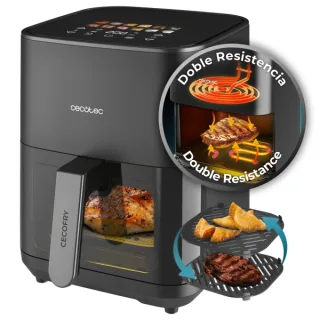 Cecotec Cecofry and Grill Duoheat 4000 Freidora sin Aceite 3 en 1 - Potencia de 1900W - Resultados Uniformes - Parrilla - Pizzas Crujientes - Capacidad de 4L - Control de Temperatura - Color