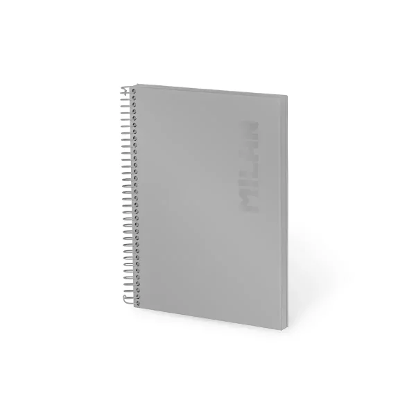 Milan Shadow Cuaderno Espiral Formato A5 Pautado 1 Linea - 80 Hojas de 95 gr/m2 - Microperforado, 2 Taladros - Color Gris