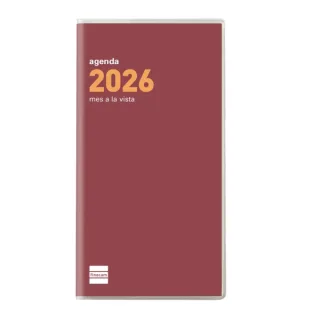 Finocam Coctel Agenda Plana - Anual 2026 - Formato Pl4 - 83x6x6mm - Mes Vista - Color Burdeos