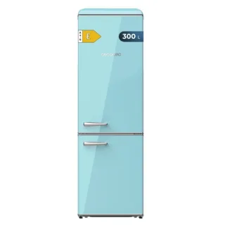 Cecotec Bolero CoolMarket Combi Origin 300 Blue E Frigorifico Combi - Capacidad 300L - Temperatura Regulable - Estilo Retro - Cajon para Carne y Pesado - Clase E - Color Turquesa