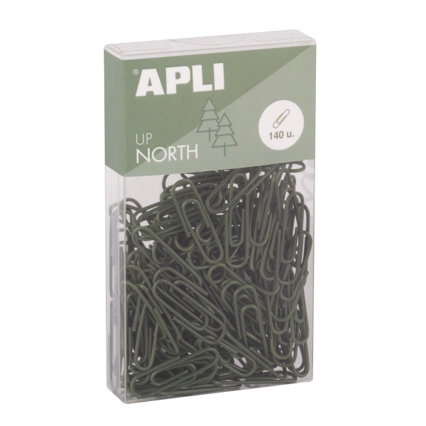 Apli Up North Pack con 140 Clips de Metal 28mm - Color Caqui