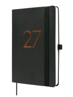 Finocam Capri Agenda de Tapa Blanda - 16 Meses - Semana Vista Horizontal - Formato F4 - 118x168mm - Papel de 80g/m2 - Bolsillo Interior - Cierre con Goma - Color Negro