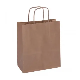 Apli Pack de 50 Bolsas Kraft - Alta Resistencia - Asas Rizadas - Reutilizables y Reciclables - Color Marron