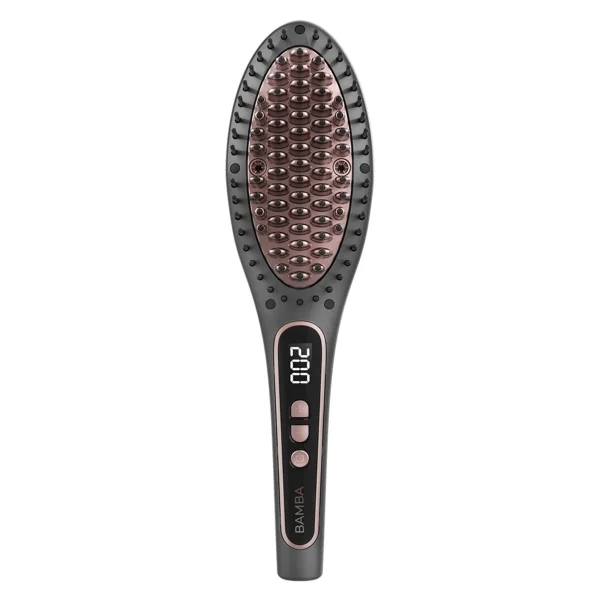 Cecotec InstantCare Smooth Brush Cepillo Alisador de Ceramica - Pantalla LED - Temperatura Regulable hasta 220ºC - Autoapagado - Cable de 3m - Color Gris Oscuro