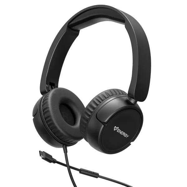 Energy Sistem Urban Auriculares con Cable - DeepBass - Diadema Extensible - Microfono Incorporado - Conexion USB-C - Color Negro