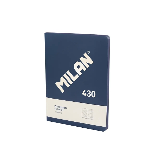 Milan 430 Since 1918 Planificador Semanal y Mensual Formato Libreta Encolada - Papel de 95gr/m² - Color Azul