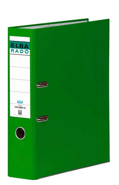 Elba Chic Archivador de Palanca Tamaño Folio - Lomo de 80mm - Con Ollao y Rado - Forrado Exterior PVC - Color Verde