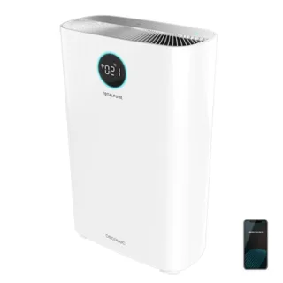 Cecotec TotalPure 2500 Connected Purificador de Aire - Potencia de 20W - Filtro de 3 Etapas - Cobertura hasta 65m3 - Control WiFi - Silencioso 54dB - Pantalla LED - Modo Noche - Color Blanco
