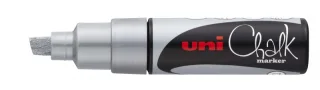 Uni-ball PWE-8K Marcador de Tiza Liquida - Punta Biselada 8mm - Borrado en Humedo - Resistente a la Lluvia - Color Plata · Pack de 6 uds.
