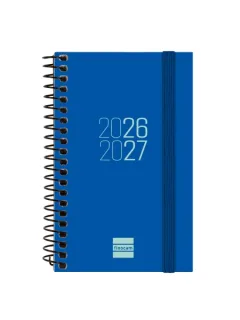 Finocam Espir Agenda Escolar 26/27 - Semana Vista Horizontal - Formato E3 - 79x127mm - Tapas de Polipropileno - Papel de 80g/m2 - Espiral Metalica - Esquinas Microperforadas - Color Azul