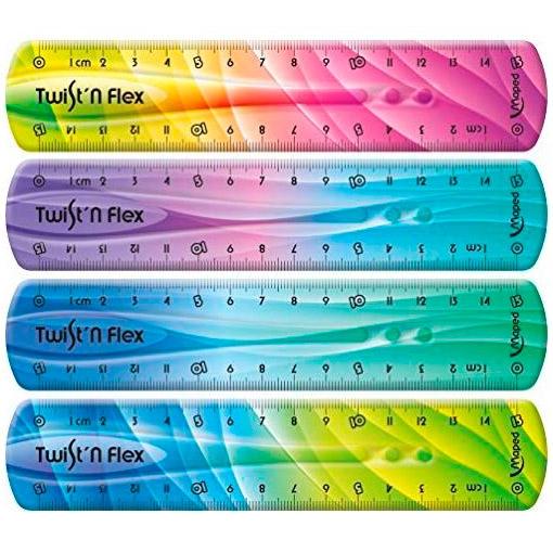 Maped Twist´n Flex Regla de Flexible 15cm - Irrompible - Doble Graduacion - Colores Degradados Aleatorios