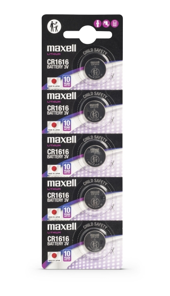 Maxell Pack de 5 Pilas Litio de Boton CR1616 3V