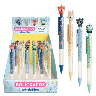 Dohe Forest Elves Boligrafos Retractiles - Punta de Bola Metalica de 1mm - Tinta Base de Aceite en Color Azul - Cuerpo de Plastico en Colores Vivos - Decorados con Motivos Forest Elves