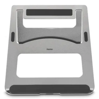 Hama Aluminium Soporte para Portatil hasta 15.6" - Soporta hasta 5kg - Plegable - Antideslizante - Aluminio - 23x23x1cm - Color Plata