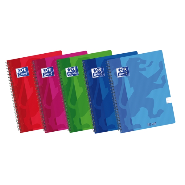 Oxford School Classic A4+ Cuaderno de Tapa Plastica - Europeanbook Spiralflex - 1 Linea - 2M 50 Hojas - Colores Surtidos · Pack de 5 uds.
