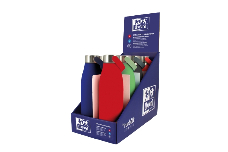 Oxford Runbott School Botella Termo 50cl - Recubrimiento Ceramico Interior - Mantiene la Temperatura por Horas - Colores Surtidos · Pack de 8 uds.