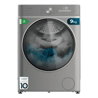 Cecotec Bolero DressCode 9800 Inverter Steel A Lavadora de Carga Frontal - Capacidad 9kg - Velocidad 1400rpm - Seguro Infantil - Motor Inverter - 16 Programas - Color Gris