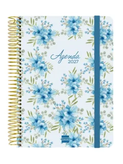 Finocam Cloe Agenda de Espiral en Catalan - 16 Meses - Semana Vista Horizontal - Formato E10 - 155x212mm - Tapa Dura - Papel de 100g/m2 - Goma Elastica - Adhesivos Tematicos - Multicolor
