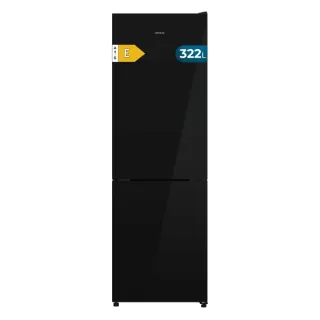 Cecotec Bolero CoolMarket Combi 322i Black Glass E Frigorifico Combi - 322L - Luz LED - Total Nofrost - Puerta de Cristal - Frio Envolvente - Cajon Humedad Regulable - 59.5x185.5cm - Color N