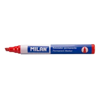 Milan Rotulador Permanente Punta Biselada - Punta 1 - 4mm - Tinta a Base de Alcohol - Color Rojo · Pack de 12 uds.