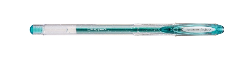 Uni-ball Signo Sparkling UM-120SP Roller de Tinta Gel - Punta de Bola 1mm - Tinta Pigmentada Resistente al Agua y Luz - Efecto Purpurina - Color Turquesa · Pack de 12 uds.