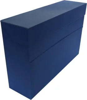 Elba Caja de Transferencia - Carton Forrado con Tela Geltex - Tapa con Cierre de Presion - Solapa Abatible - Medidas 39.6x25.4cm - Color Azul