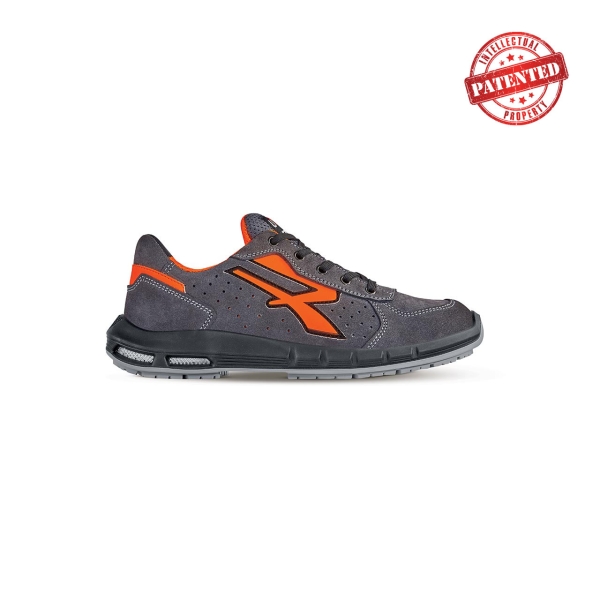 Upower Sirio Plus S ESD Calzado de Seguridad Bajos - Talla 35 - Gamuza Perforada, Puntera de Aluminio, Antideslizante, Suela PU/PU High Rebound, Proteccion S1PS FO SR - Color Gris/Naranja